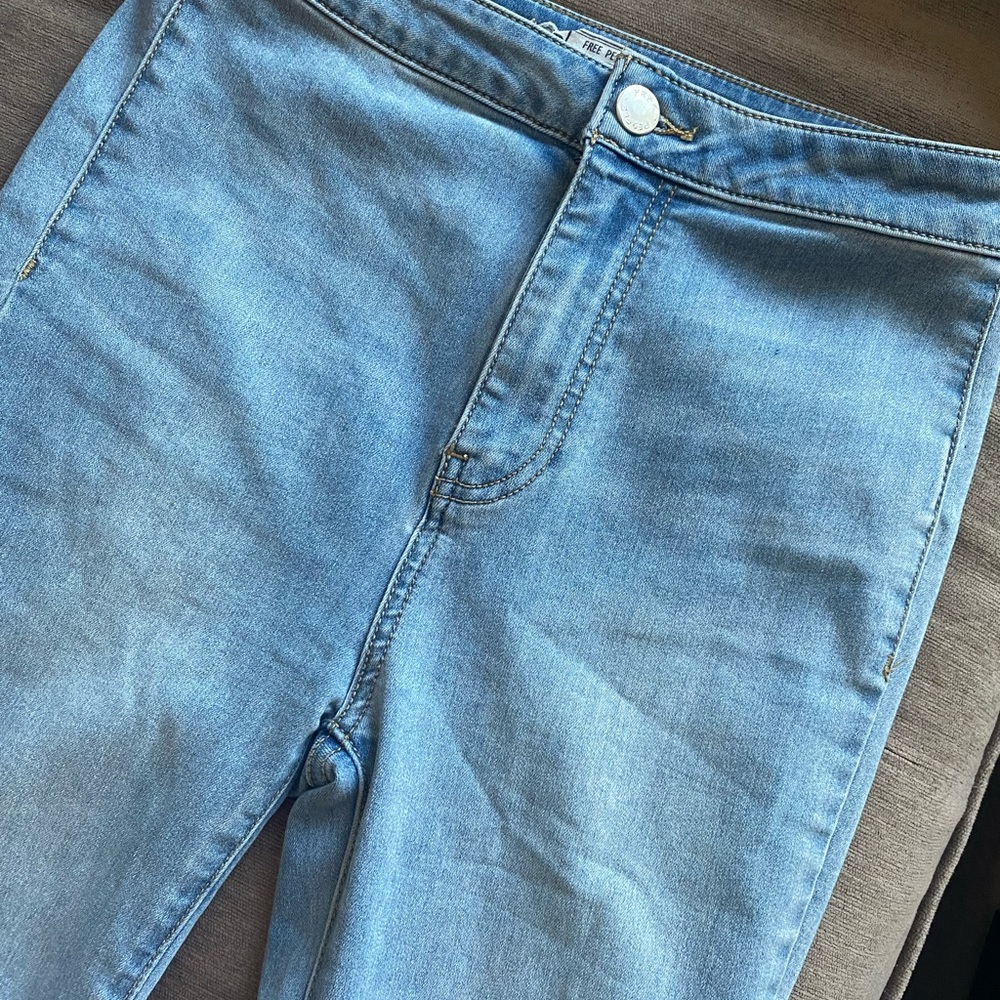 Free People High Waisted Light Denim Flare Jeans - Picture 7 of 7
